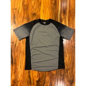 Liberty Pro Mens Medium Black Grey Short Sleeve Athletic Training Shirt RN157893